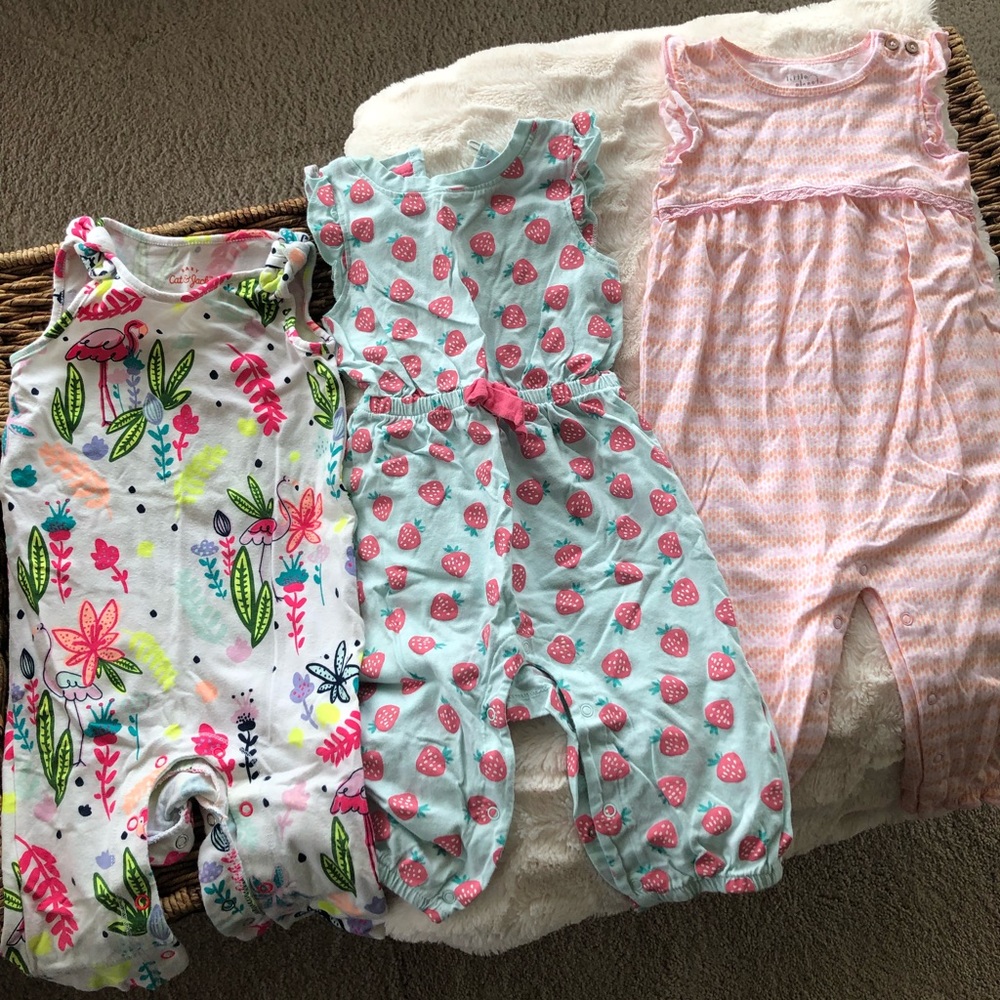 Lot of 3! Baby Girl Rompers